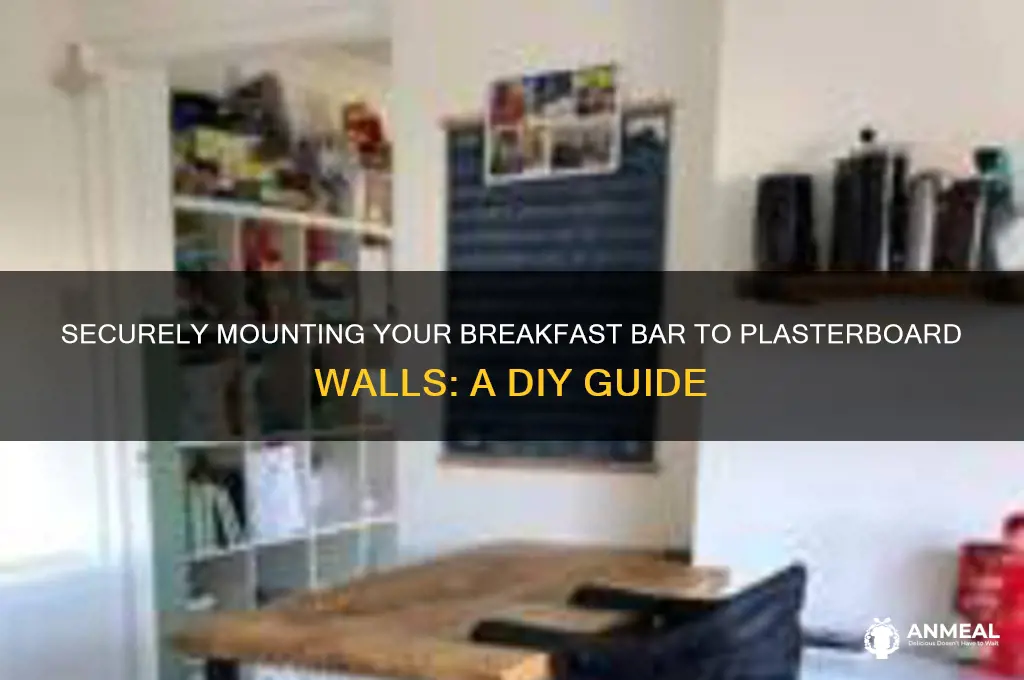 how to fix a breakfast bar to a plasterboard wall