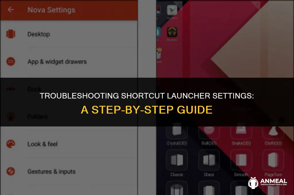 how to fix the short cut setting luncher