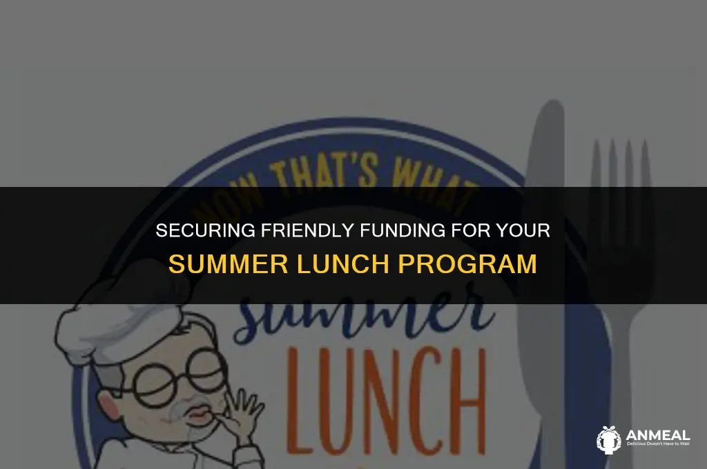 how to get frderslly funding for lunch for summer program