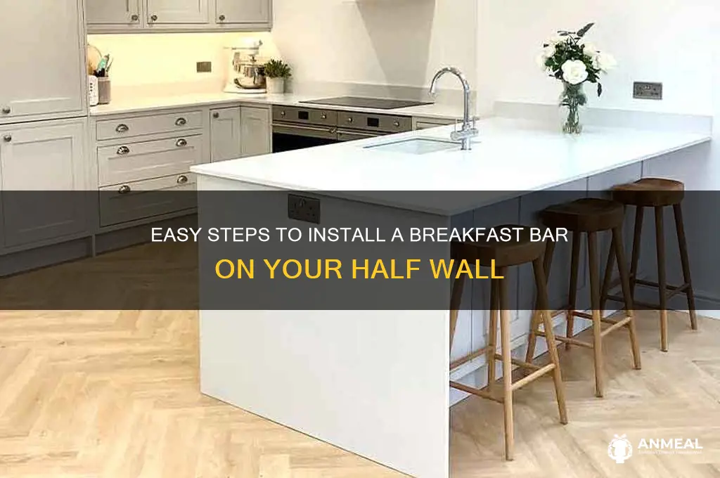 how to install a breakfast bar on a half wall