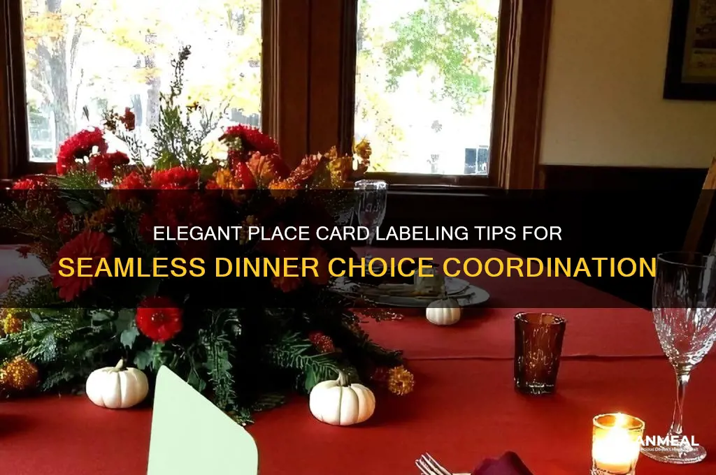 how to label place cards for dinner choices