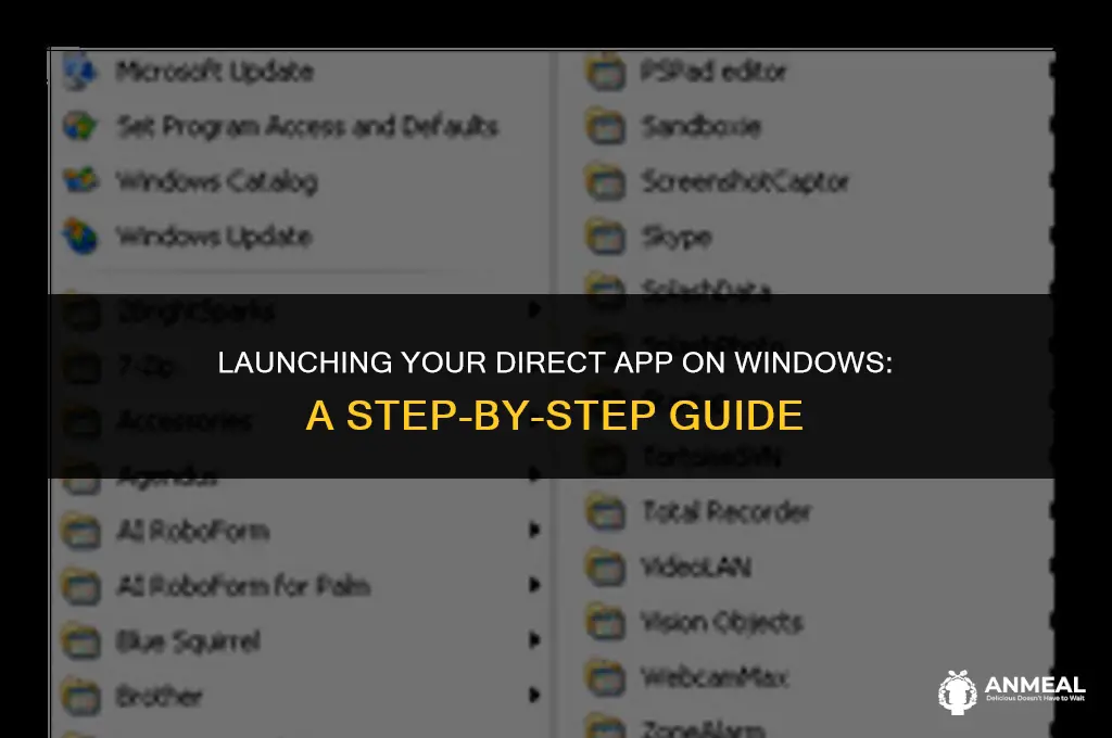 how to lunch a direct app with windows