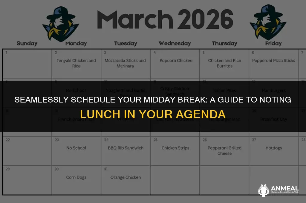 how to note lunch in agenda