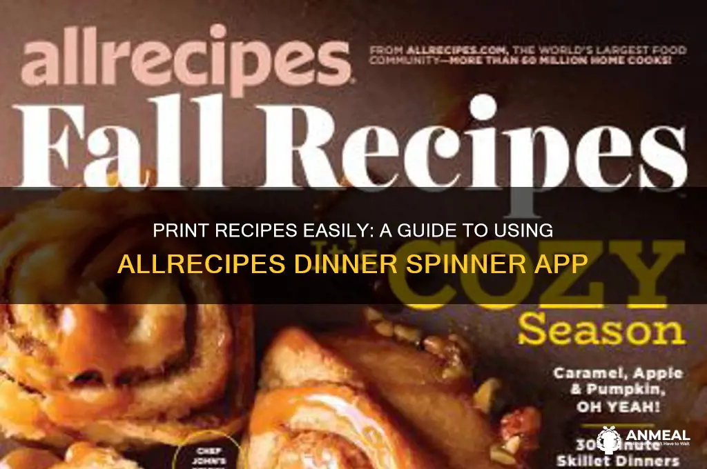 how to print from allrecipes dinner spinner app