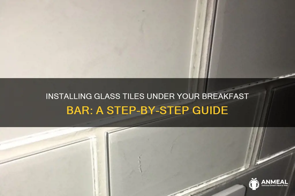 how to put glass tiles under breakfast bar