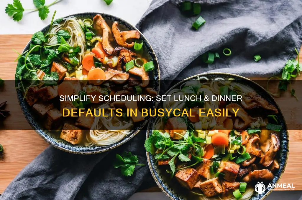 how to set dinner and lunch defaults on busycal