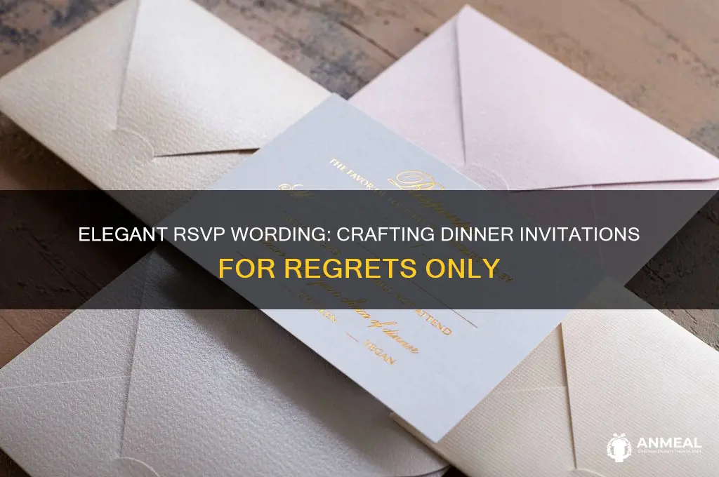 how to word dinner invitations with rsvp for regrets only