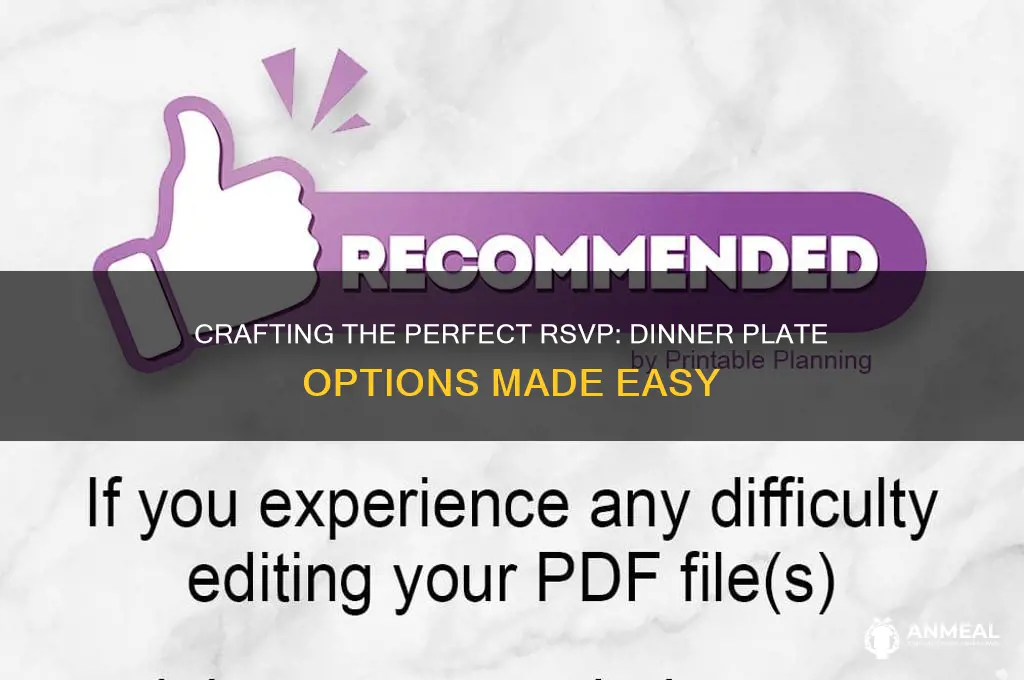 how to word rsvp with dinner plate options