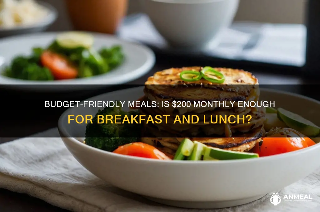 is 200 for breakfast and lunch per month ok