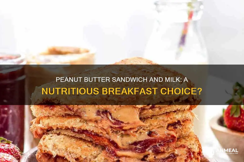 is a peanut butter sandwich and milk breakfast