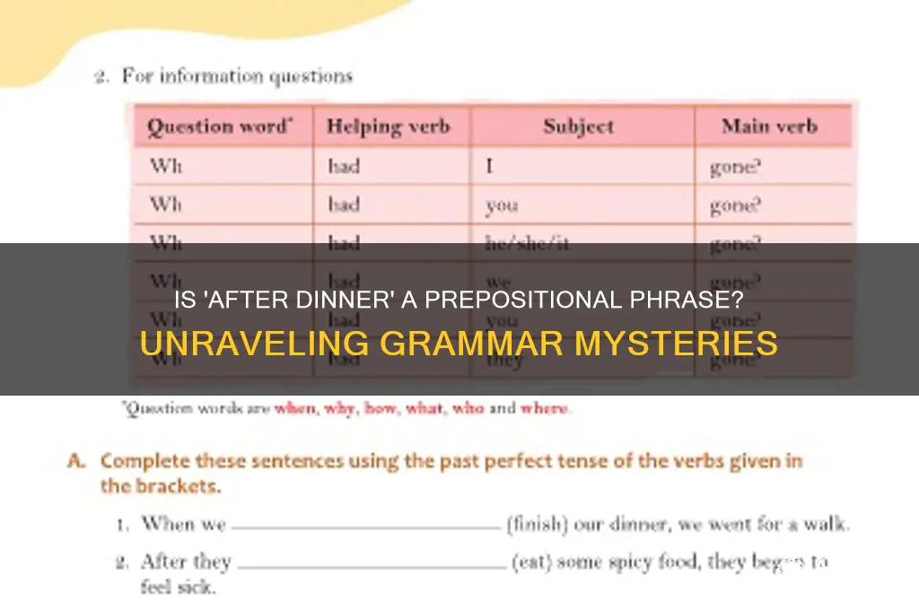 is after dinner a prepositional phrase