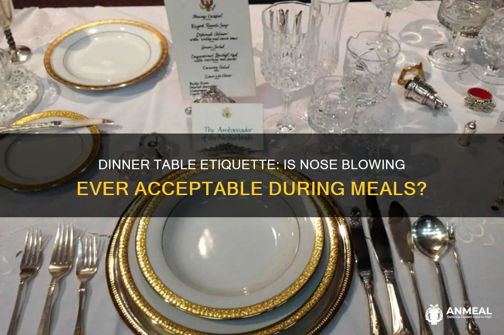 is it proper to blow nose at dinner table