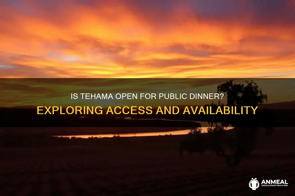 is tehama open to the public for dinner