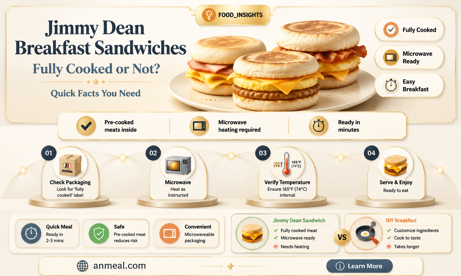 are jimmy dean breakfast sandwiches fully cooked