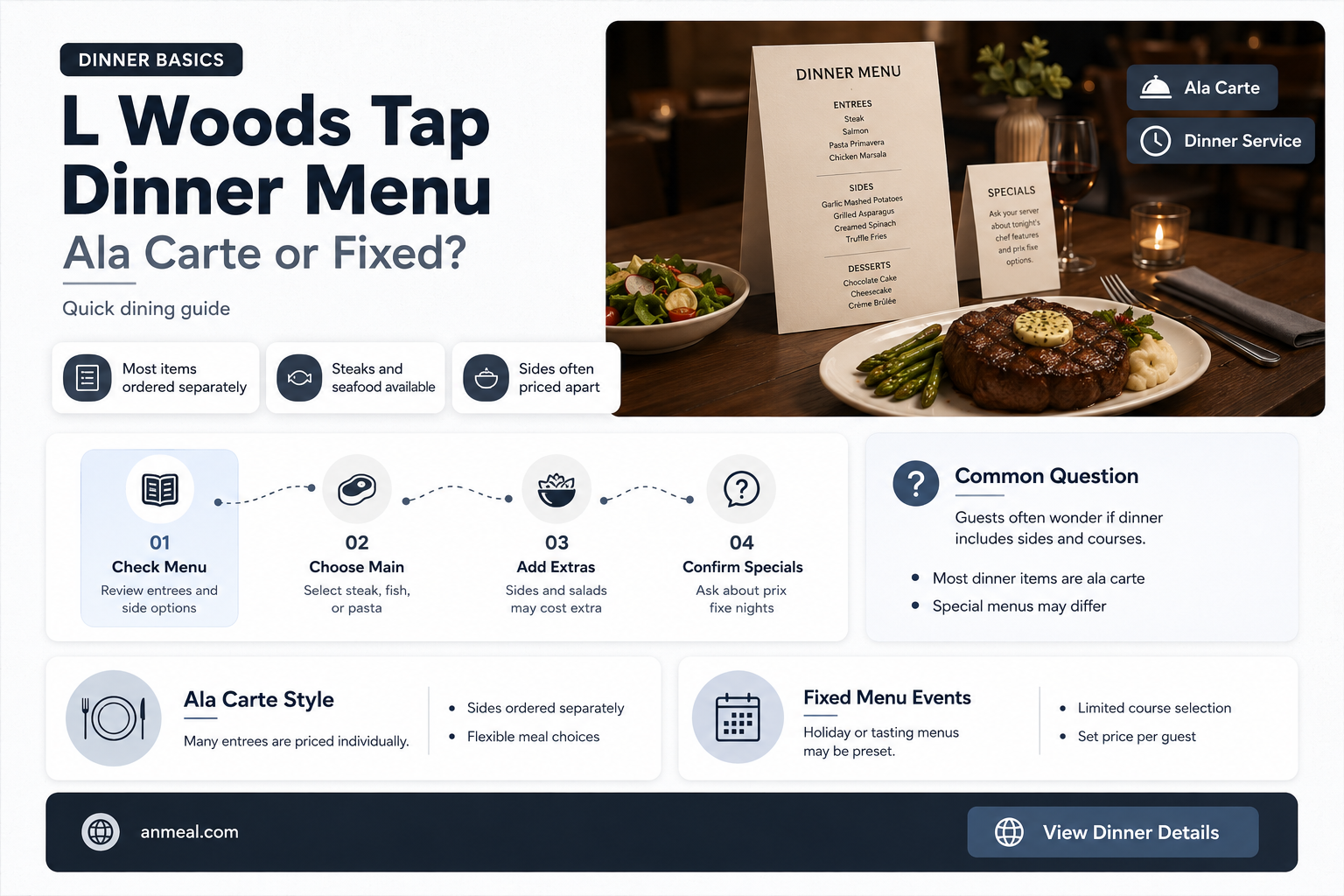 are the dinner items ala carte at l woods tap