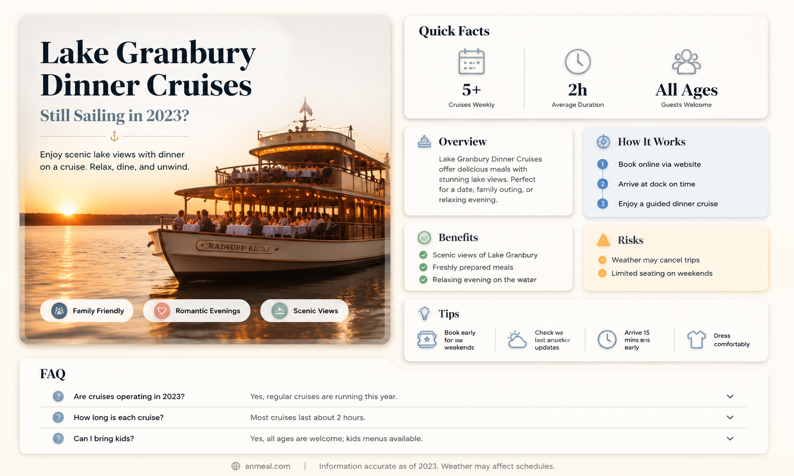 are dinner cruises still offered at lake granbury