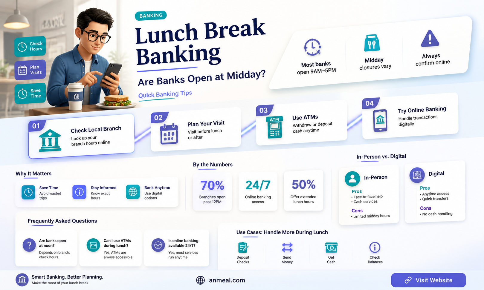 are banks open during lunch