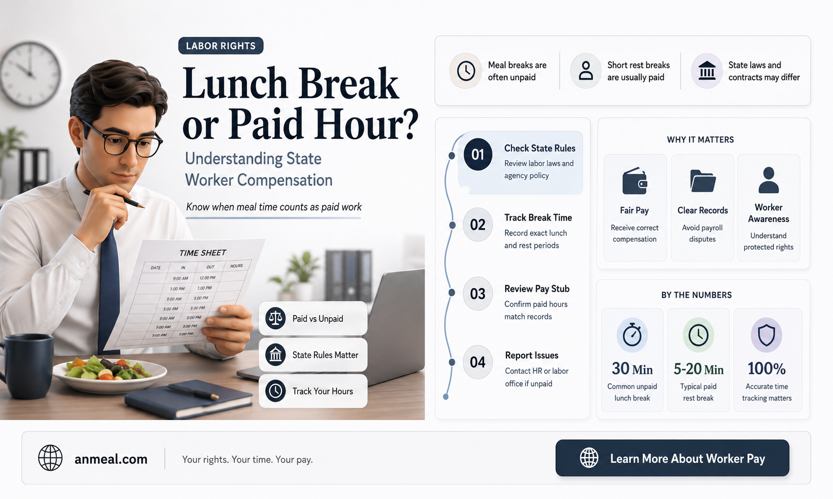are state workers paid for lunch