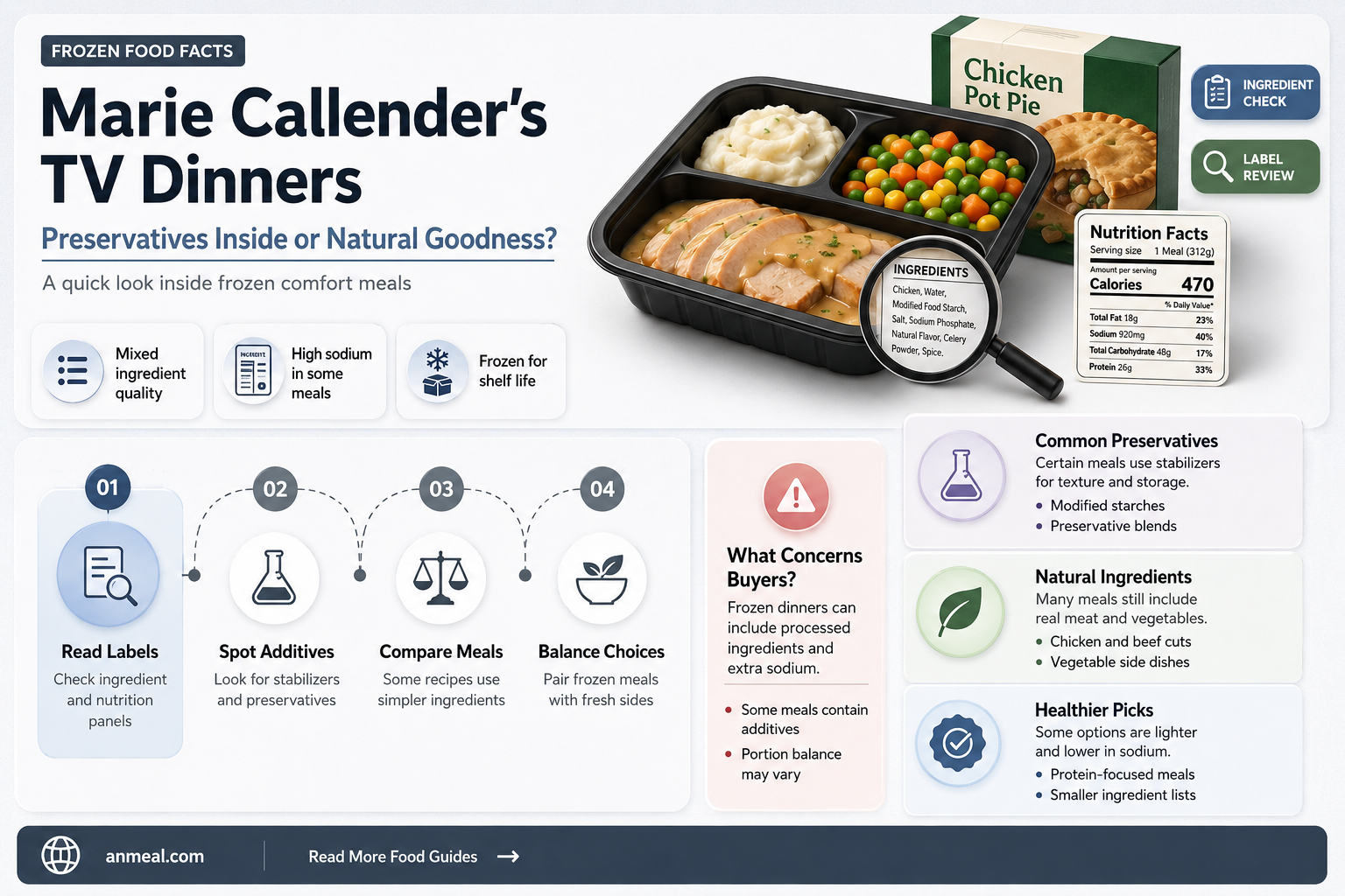 are there preservaties in marie callendars tv dinner