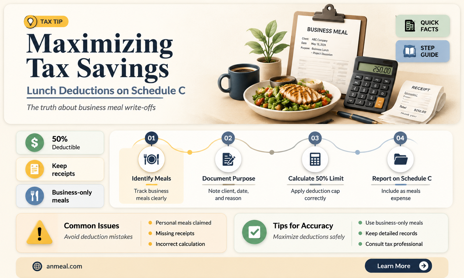 are lunches deductible on schedule c