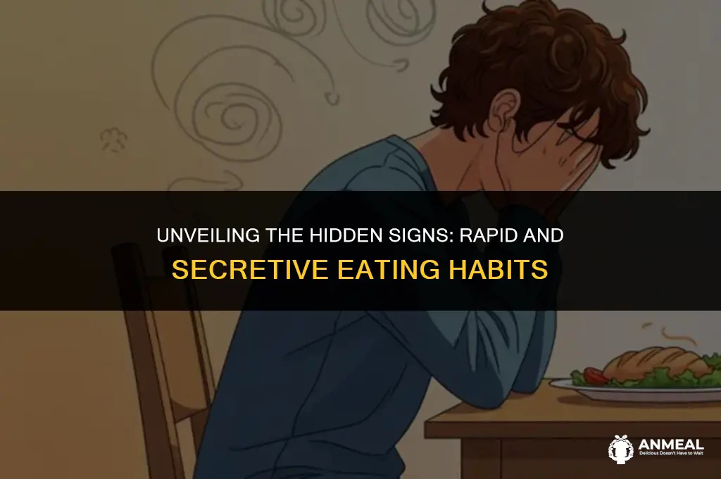 may eat rapidly and secretly or may snack and nibble