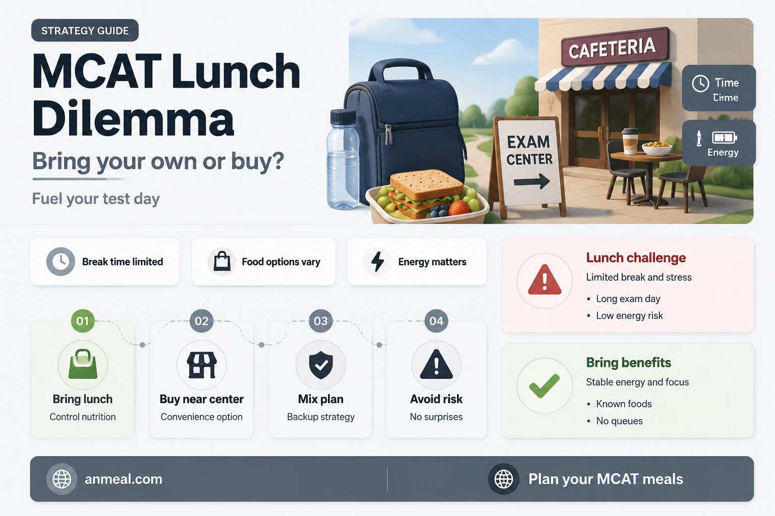 are you supposed to bring your own lunch to mcat