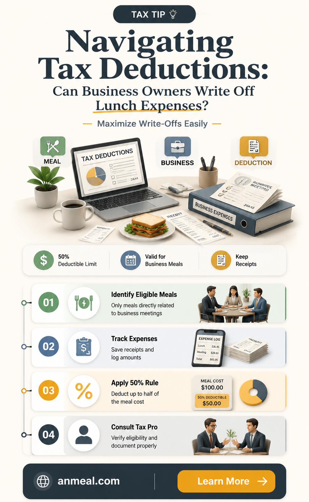are owner expenses for lunch deductible