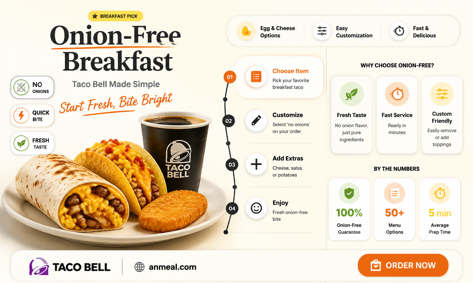 are onions present in taco bell breakfast