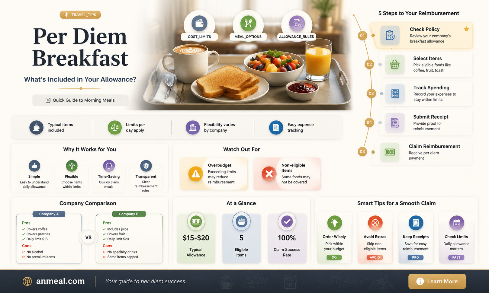 are continental breakfasts part of per diem