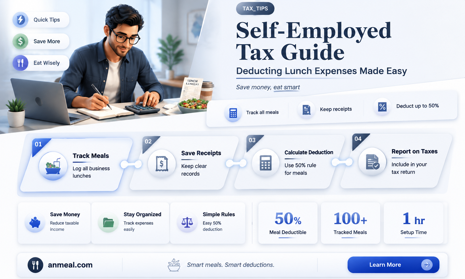 are lunches tax deductible for self employed