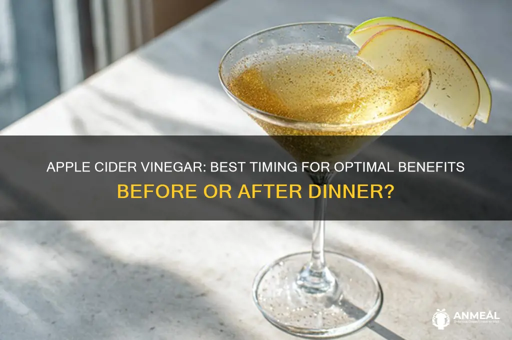 should i drink apple cider vinegar before or after dinner