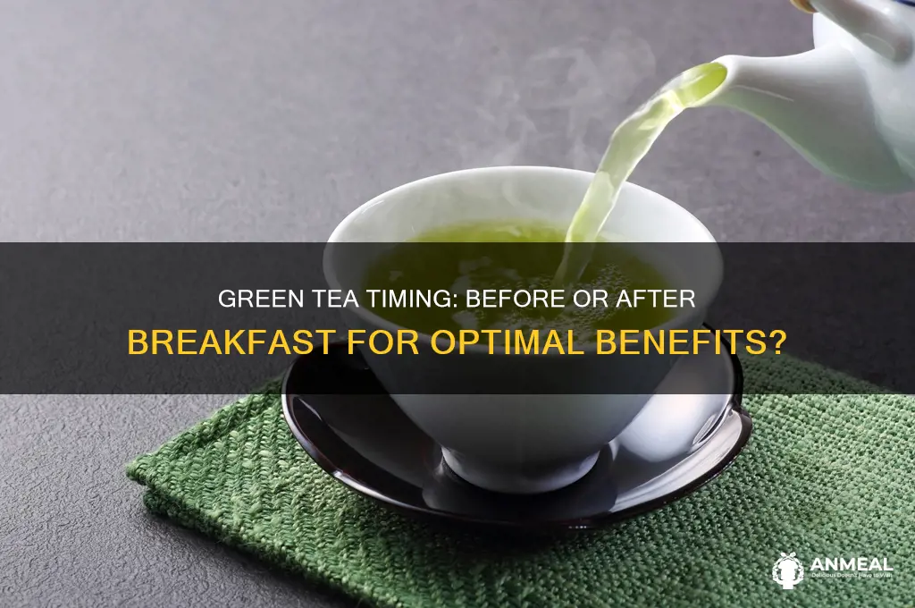 should you drink green tea before or after breakfast