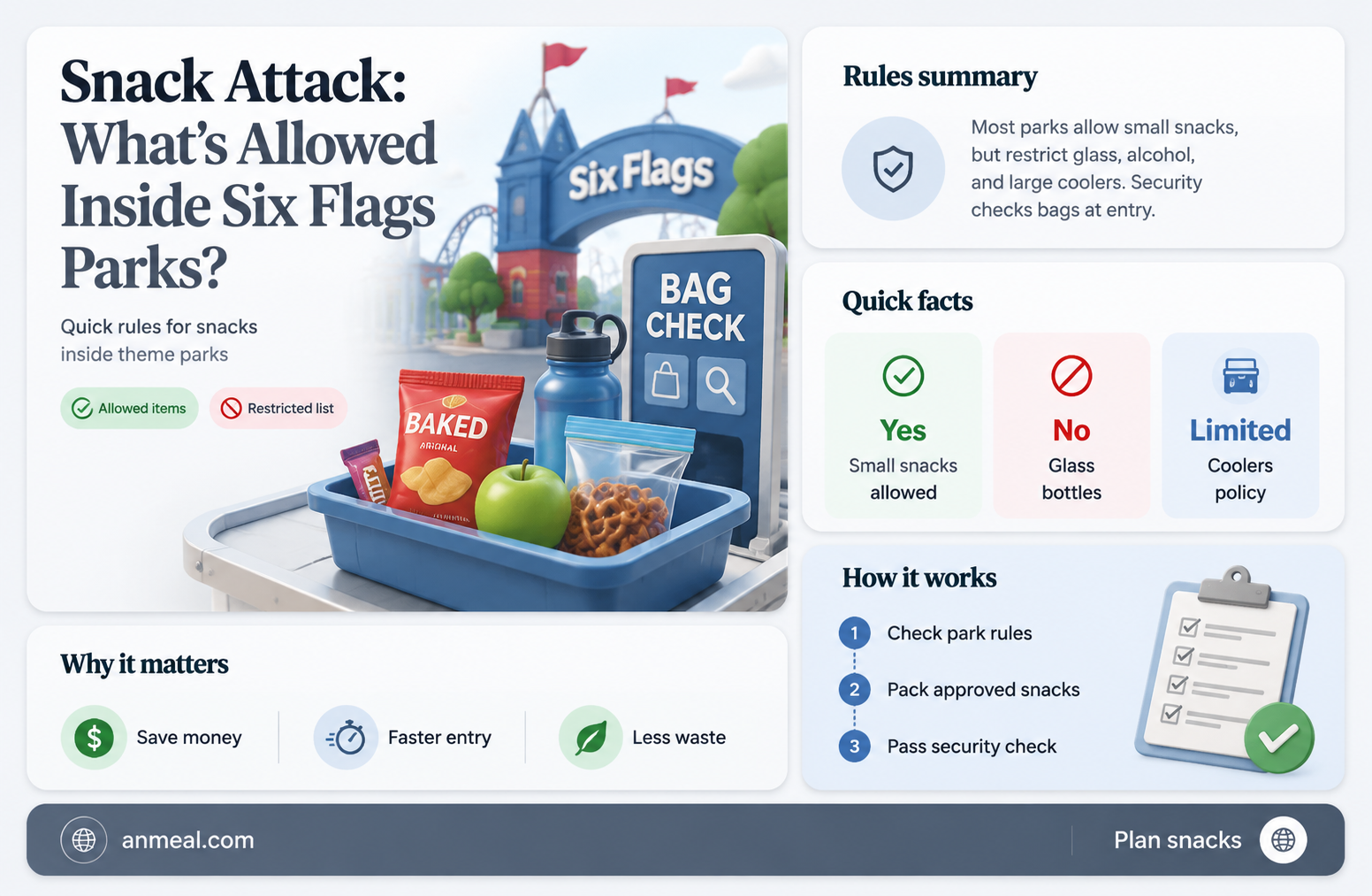 can you bring snacks into six flags