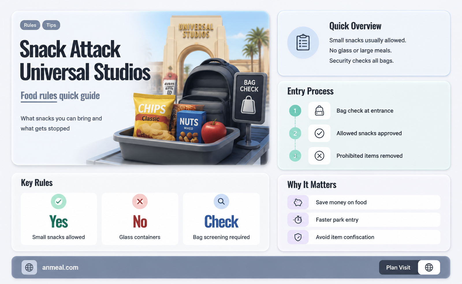 can i bring snacks into universal studios