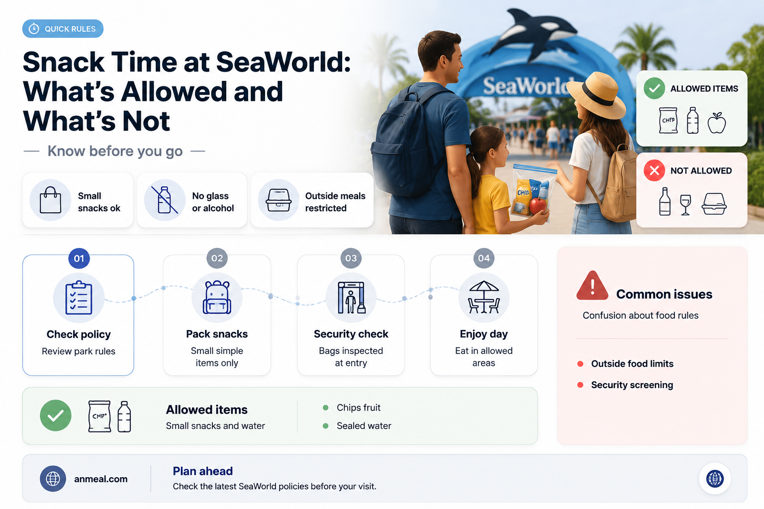 can you bring snacks to seaworld