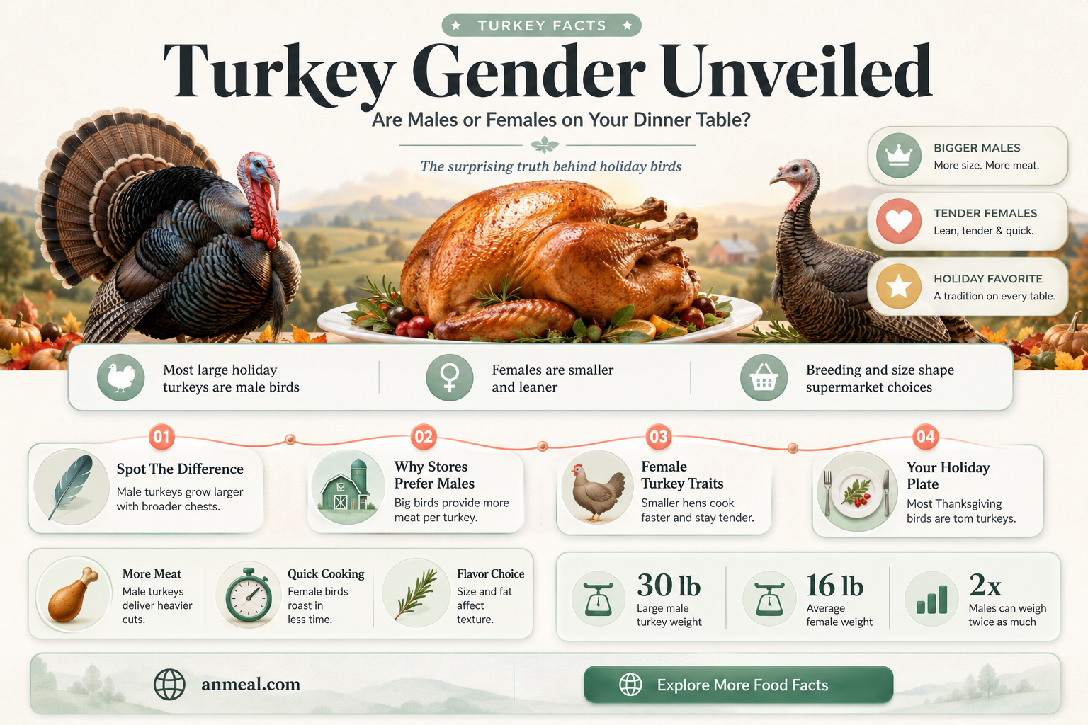 are turkeys on the dinner table male or female