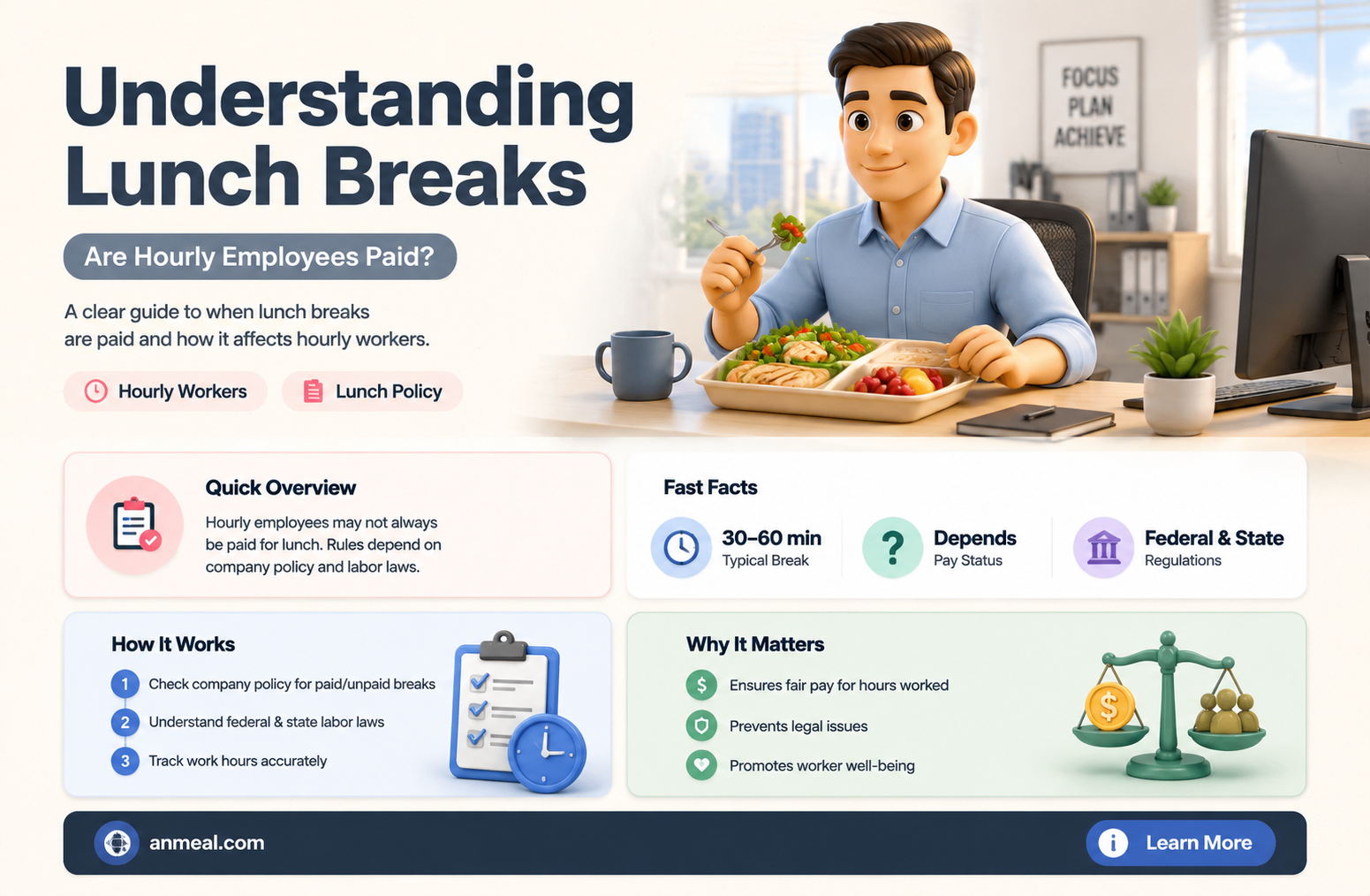 are hourly employees paid for lunch holidays