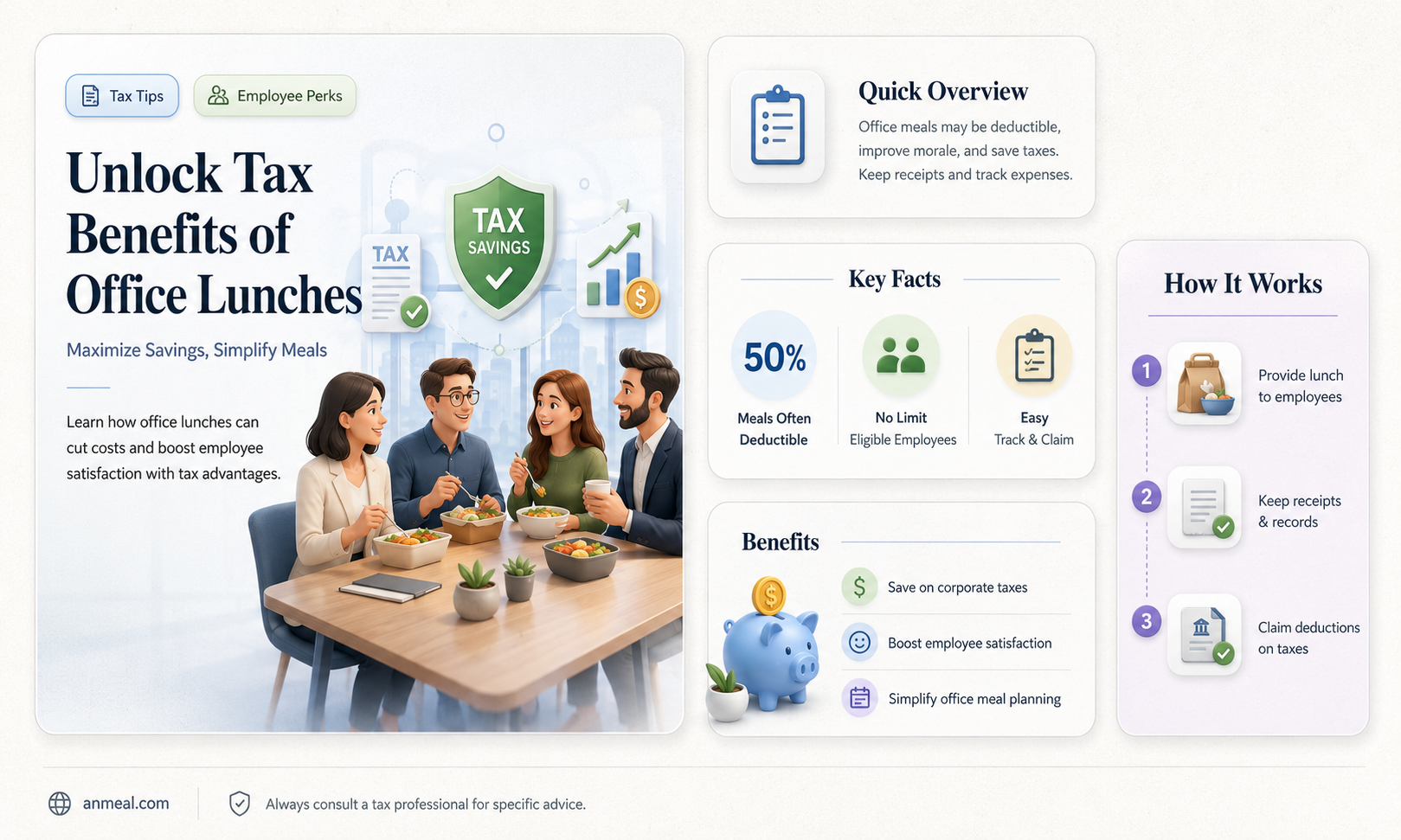 are office lunches tax deductible