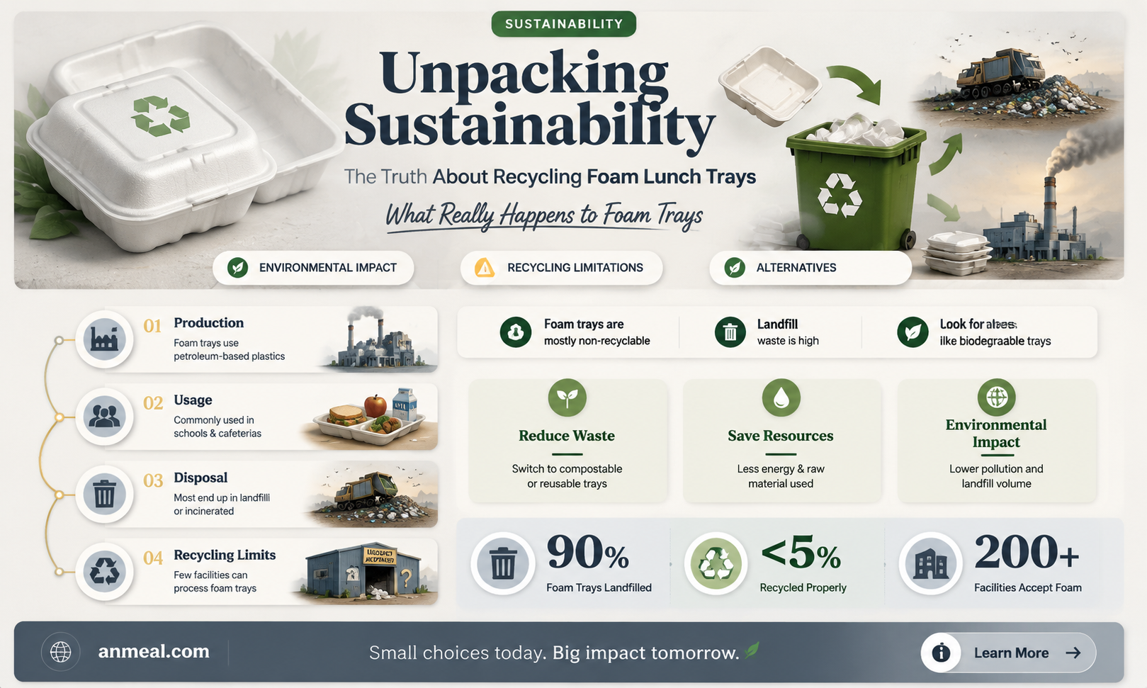 are foam lunch trays recyclable