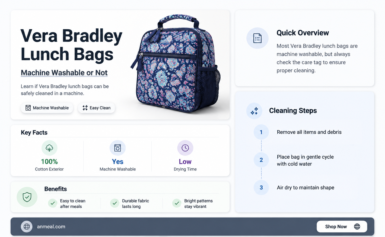 are vera bradley lunch bags machine washable