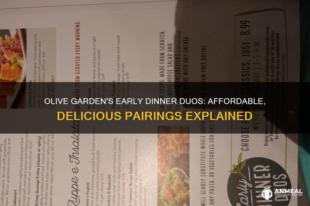 what are early dinner duos at olive garden