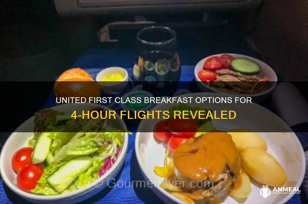 what breakfast is offered on united first class 4 hours