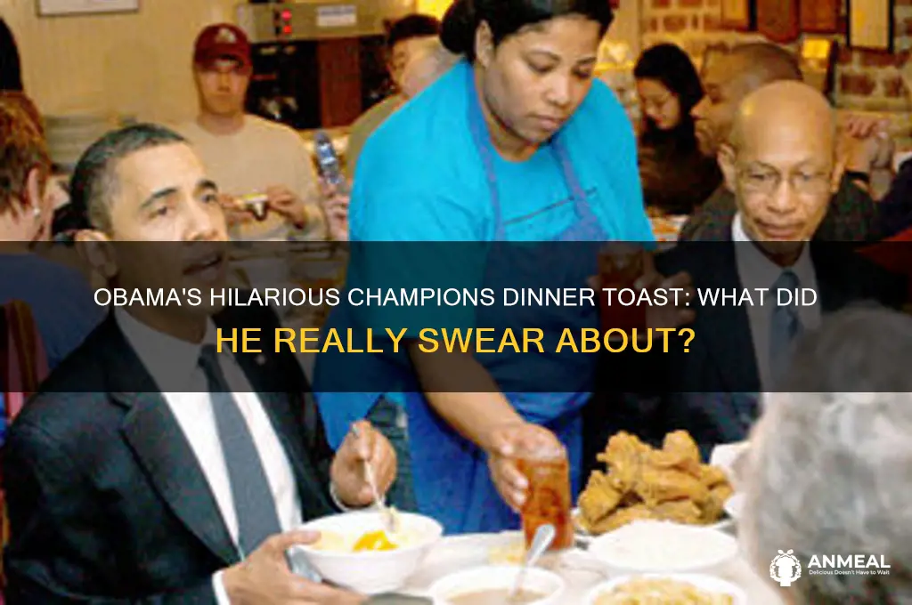 what did obama swere at champions dinner