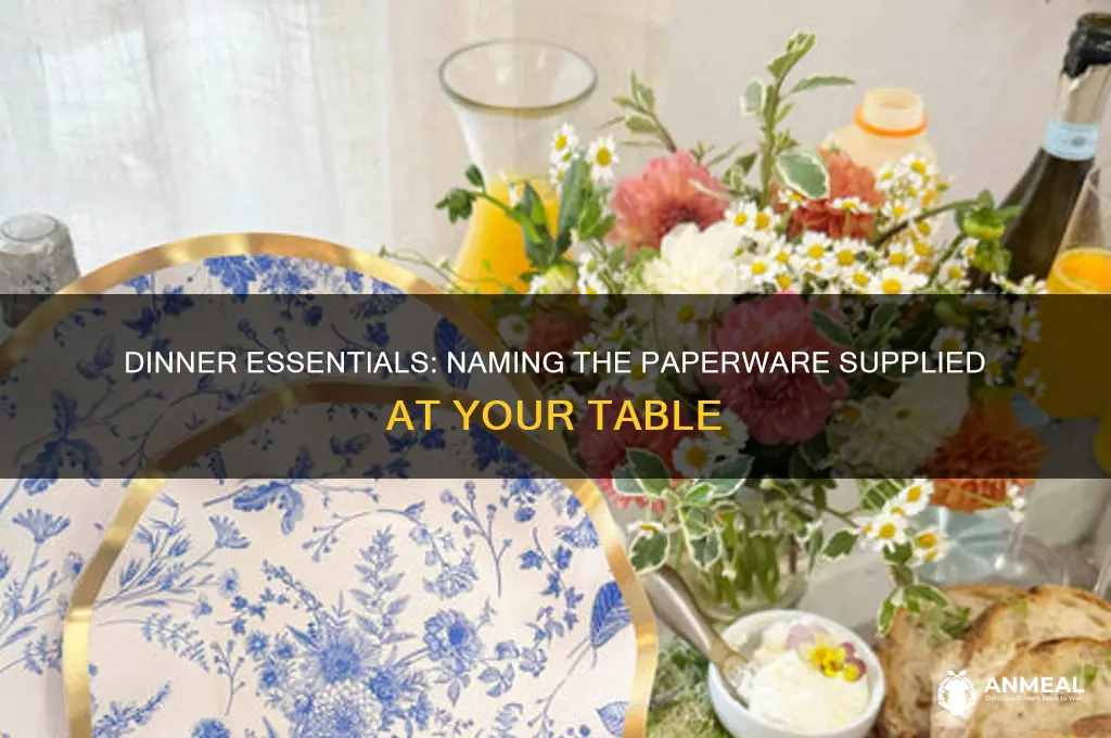 what do you call the paperware supplied at a dinner