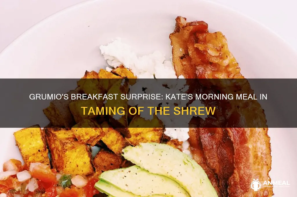 what does grumio give to kate for breakfast