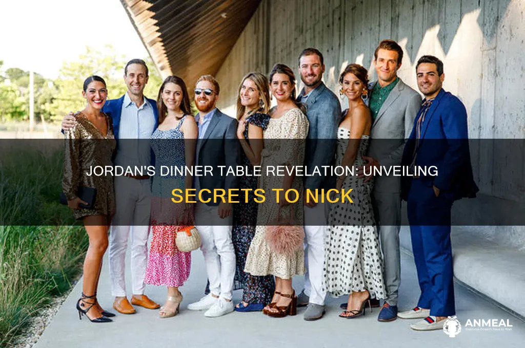 what does jordan reveal to nick at the dinner table