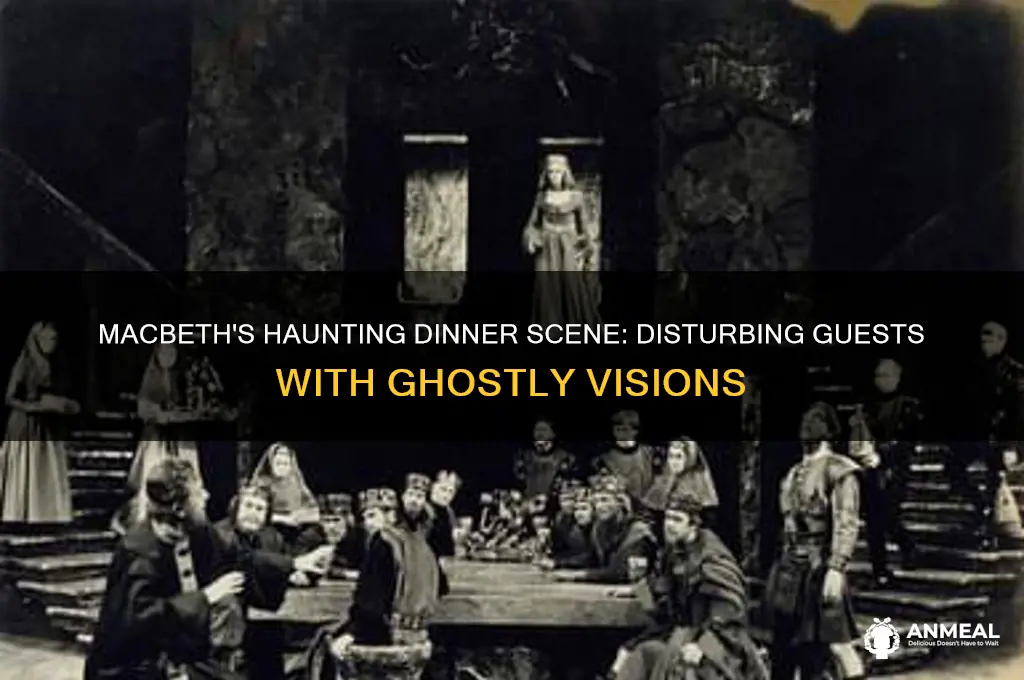 what does macbeth do to disturb the dinner guests