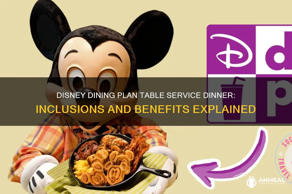 what does the disney dining plan table service dinner include