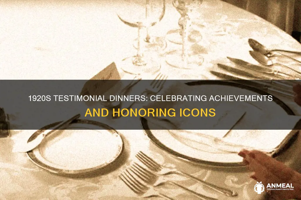 what is a testimonial dinner in 1920s