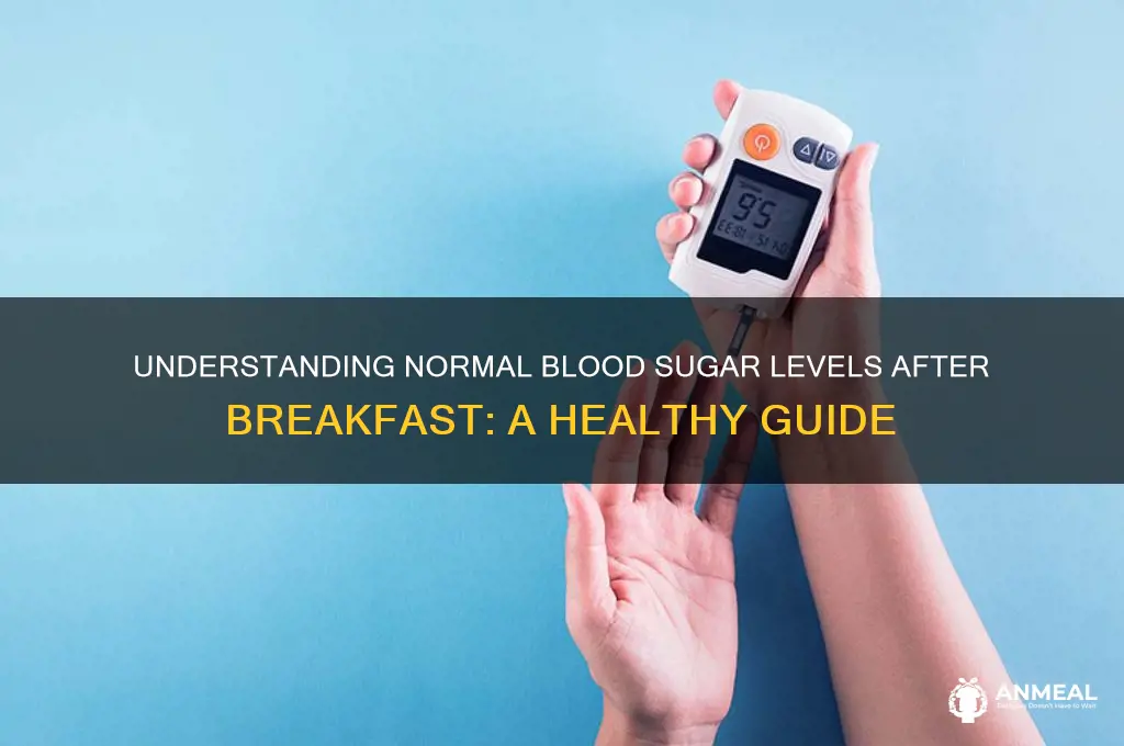 what is the normal sugar level after breakfast